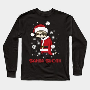 Merry Slothmas Sloth In Santa Hat Christmas Gift Long Sleeve T-Shirt
